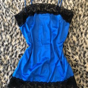 Vintage Blue Slip Dress With Lace